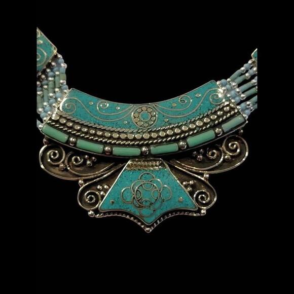 NEW Handmade Tibetan Necklace - Turquoise and Tibetan Silver - Picture 5 of 9
